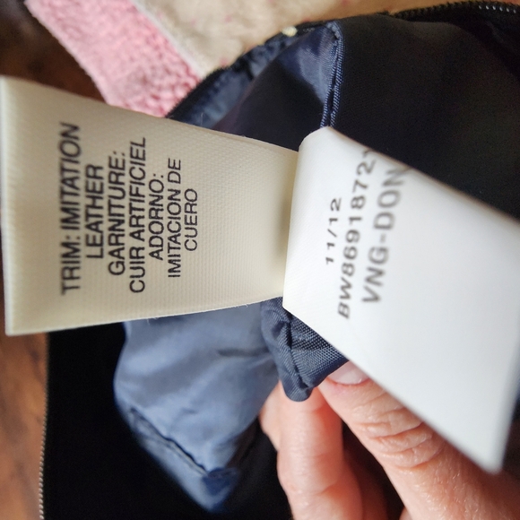 Tommy Hilfiger Logo Black Patterned Tote Bag with Faux Leather Trim Purse - Picture 5 of 6